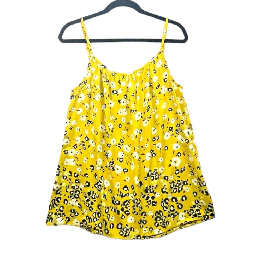 CAbi Womens Medium Yellow Couple Cami Leopard Flower 5735 Tank Top